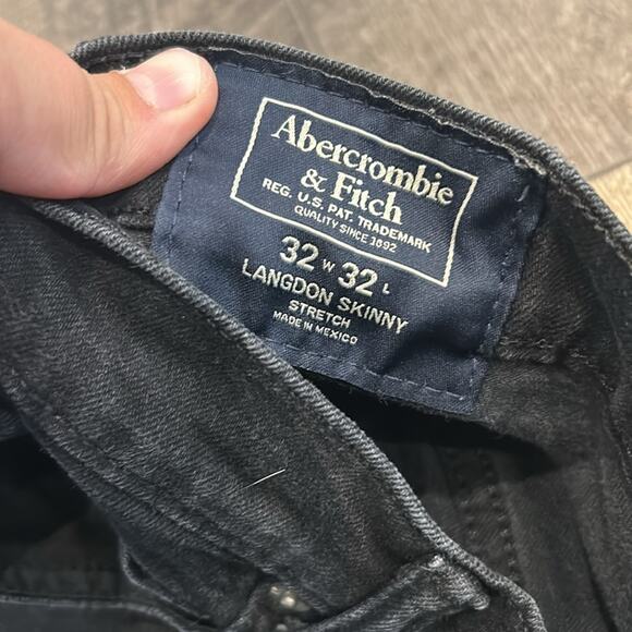 Abercrombie & Fitch Men's Langdon Skinny Jeans Black Wash Size 32x32 - Picture 7 of 9